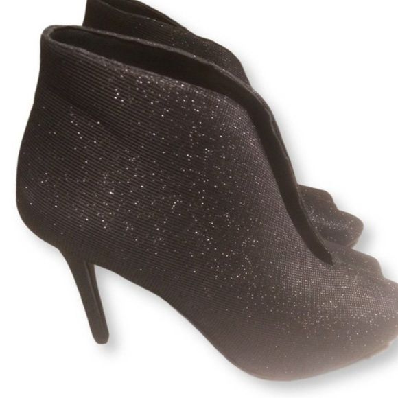 Nina Merima Peep-toe Bootie Black Glitter Size 8 - Picture 2 of 4